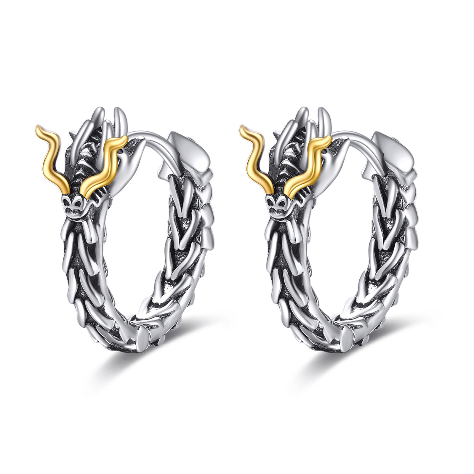 Sterling Silver Dragon Hoop Huggie Earrings Jewelry Gifts for Men - Premium 5 from Abstrakjsnc  - Just $92.11! Shop now at Abstrakjsnc 