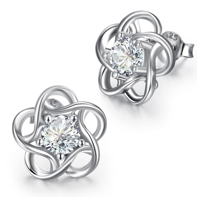 Sterling Silver Women's  Flower Stud Earrings Jewelry - Premium 5 from Abstrakjsnc  - Just $76.75! Shop now at Abstrakjsnc 