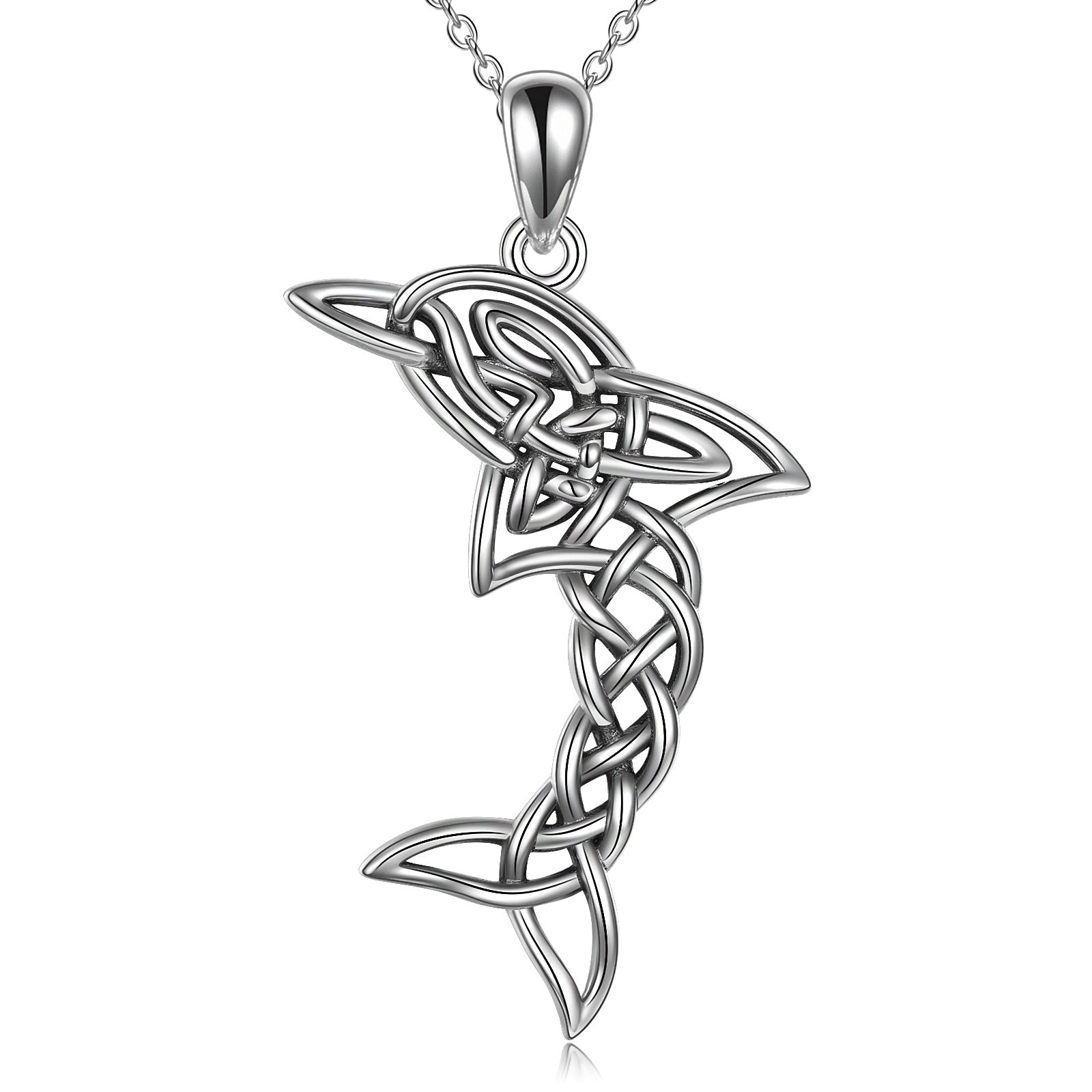 S925 Sterling Silver Celtic Knot Dolphin Pendant Necklace - Premium 5 from Abstrakjsnc  - Just $102.35! Shop now at Abstrakjsnc 