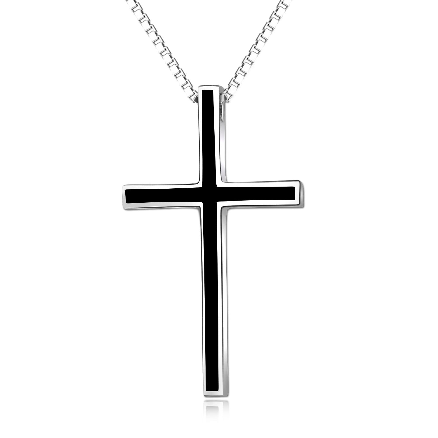 Men's Black Cross Pendant Jewelry 925 Sterling Silver Classic Cross Necklace - Premium 5 from Abstrakjsnc  - Just $112.59! Shop now at Abstrakjsnc 