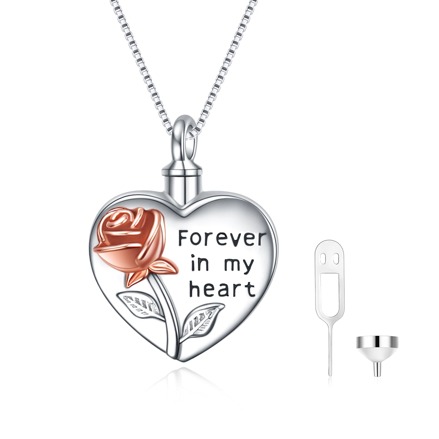 Sterling Silver Rose Flower Urn Necklace for Ashes Cremation Jewelry Forever in my Heart - Premium 5 from Abstrakjsnc  - Just $168.91! Shop now at Abstrakjsnc 